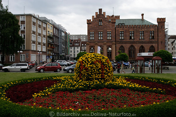 Kolberg h�bsche Blumen-Dekoration der Innenstadt Foto Stadtzentrum Landschaftsbild