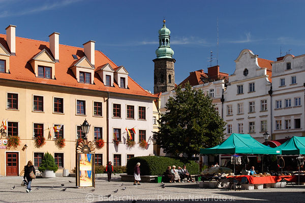 Hirschberg Rathausplatz Marktstnde in Schlesien