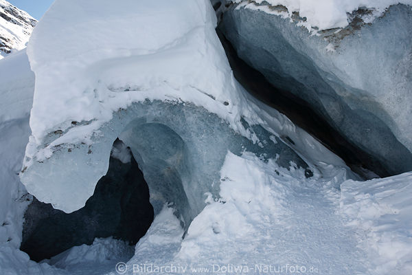 Eisgrotte Hhle-Eingang Winterbild Morteratsch-Gletscher Naturfoto