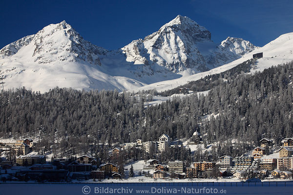 Sankt Moritz Berge Gipfel Schneegewand Winterbild ber Alpenstadt Weiidylle Naturfoto
