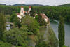 Wasserschleife um Klosterinsel Rheinau grüne Uferbäume Flusslandschaft Naturfoto