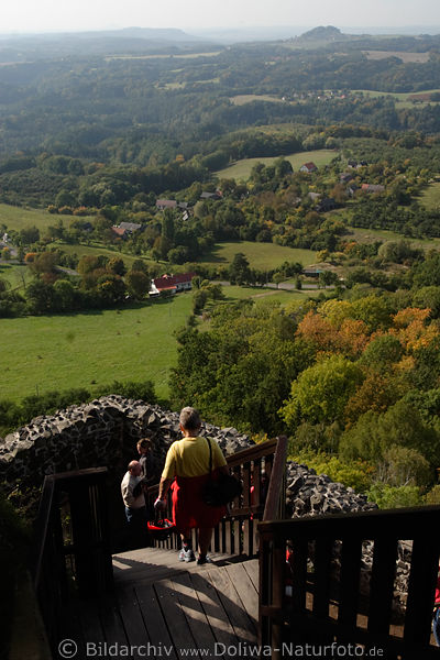 Trosky Burg Treppe Foto Touristen Ausblick auf Bhmisches Paradies (Cesky rj) Burgenland