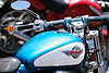 54413_ Honda Shadow in Blau, Motorrad Foto, Bike Lenkrad