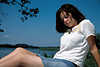 3768_ Girl in the sun at lake, wellness & beauty on water, pin-up picture, people portrait in nature