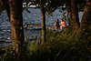 Seesteg-Frauen unter Bäumen in Abendlicht Naturbild