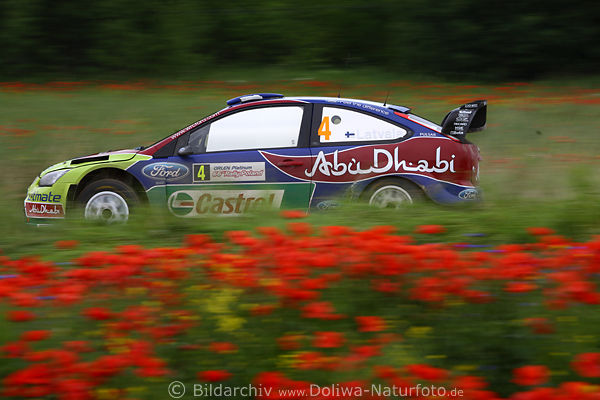 Jari Matti Latvala Ford-Focus Auto in Blumenfeld Masuren Rennstrecke