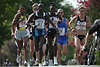 Marathonlaufbild: Spitzenläuferinnen Frauenlaufgruppe Fotografie in Alsterallee laufen mit 2 Männer