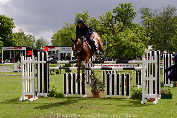 Rping Philipp Pferd Springreiter Lichtstimmung Aktionfoto ber Hrde schwarz-wei Hindernis
