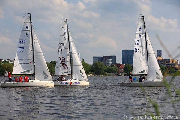 Segelboote Jachtdreier Alstersegeln
