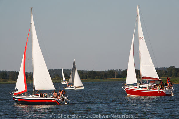 Segler Jachtboote unter Segeln auf See, Funsport Yachttour Foto