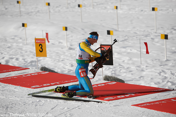 Biathlon-Schiessstand Kleinkaliberschiessen im Liegen