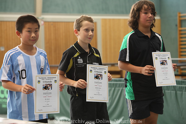 Einzel-Sieger Schler B Tischtennis Foto: Mio Nguyen, Louis Lehmann, Dominik Frster