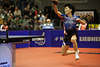 Koreaner Kim Min Seok Ballschuß Sprung Tischtennis dynamische Spielaktion Foto