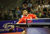 China Ball-virtuose Wang Hao Top-Spin Foto Tischtennis Aktion Pingpongstar Sportportrait