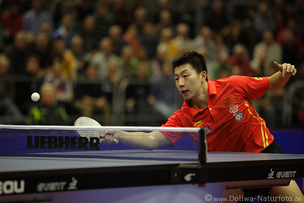Weltrangliste Nr.1 Chinese Ma Long in Spielaktion