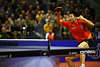 Ma Long Ballschuss Spielfoto Tischtennis dynamische Aktionbild Pingpong-Weltstar