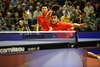 Wang Hao dynamisches Foto Portrait vom Tischtennisballschuss Aktionbild im China-Doppel