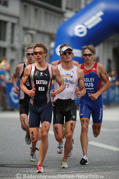 Triathleten Laufgruppe Spitze: Eksteen, Van Berkel, Vasiliev auf WM-Strecke in Hamburg