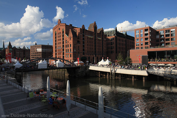 Hamburg Elbarkaden in HafenCity Landschaft am Wasser Gracht Brcke zum Maritimes Museum
