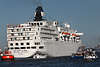 Schiff Delphin Voyager Heck Steuerbordseite Foto Kreuzfahrt Passagiere Deck Zimmer mit Balkon
