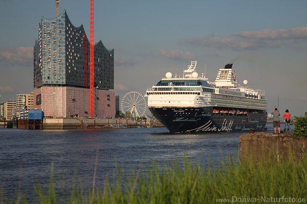 Mein Schiff 2 bei Elbphilharmonie Kreuzfahrt in Hamburg Elbwasser