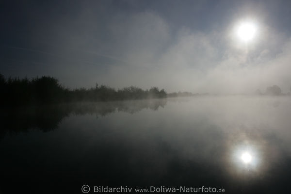 Nebel unheimliche Stimmung Sonne ber See Foto Dunst Spiegelung im Wasser