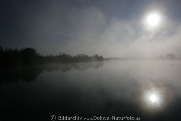 Nebel unheimliche Stimmung Sonne ber See Foto Dunst Spiegelung im Wasser