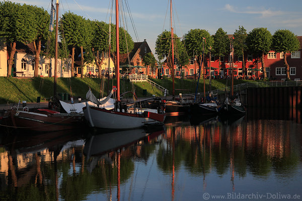 Carolinensiel Hafen Abendlicht Stimmung Harle Deich Cafs Bume ber Wasser