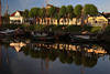 Museumsboote Hafen Carolinensiel Ostseite Abendstimmung Bild von Harle-Deich Café Häuser