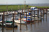 Yachthafen Dangast Schlick Wasserflaute Foto parkende Boote am Siel Nordseeküste