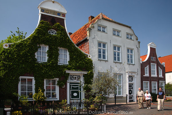 Sielstra�e Alth�user Architektur niederl�ndisch Flair: Frontgiebel Bl�tterwand Fischerdorf Greetsiel