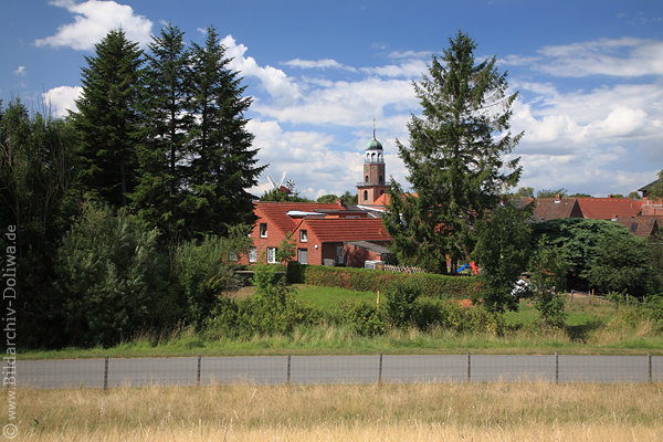 Jemgum Panoramafoto vom Emsdeich grne Landschaft um Dorf mit Kirchturm