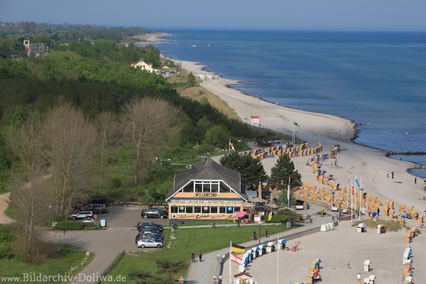 Ostseeküste Grömitz Luftbild Meer Blauwasser Uferpanorama Strandkörbe 230547 Landschaftsfoto Naturidyll