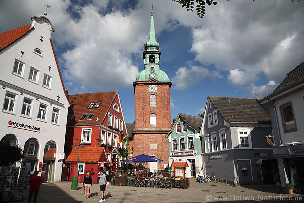 Kappeln Rathausmarkt Kirche Caf Gste im Freien Kleinstadtidyll