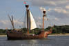 Kraweel Lisa von L�beck mittelalterliches Segelschiff Foto Passagieren an Bord Travem�nde-Fahrt