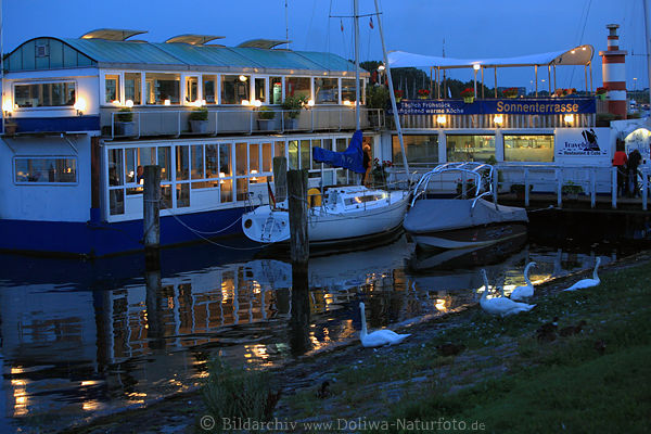 Bootscaf� Traveblick Nachtlichter Foto Uferpromenade Restaurant am Wasser