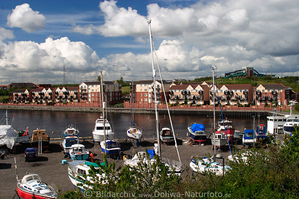 Royal Quays Marina Yachthafen Landschaft Panorama Boote in North Shields