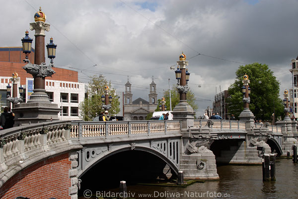 Amsterdam Blauwbrug Bridge Architektur Aron-kerk Amstelkanal Tunnels Fluss Wasserlandschaft