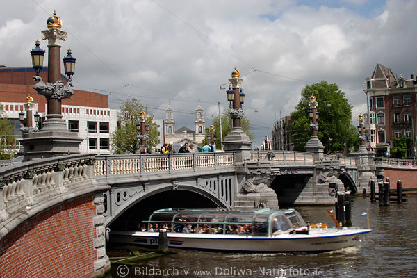 Amsterdam Blauwbrug Brcke ber Amstel Schiff Grachtentour