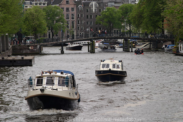 Amsterdam Jachten Gracht-Landschaft Amstel Schiffsverkehr