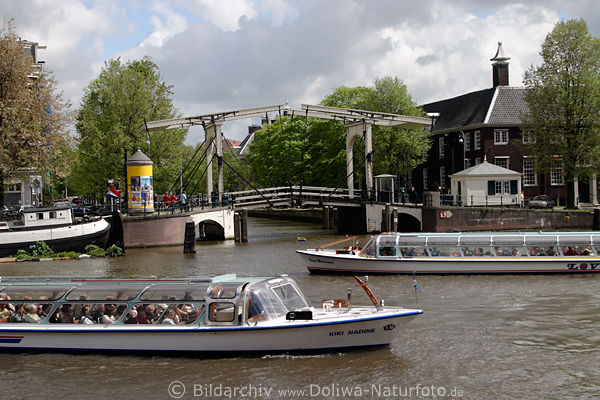 Amsterdam Gracht Paar Wasserboote Brcke City Architektur Flusslandschaft
