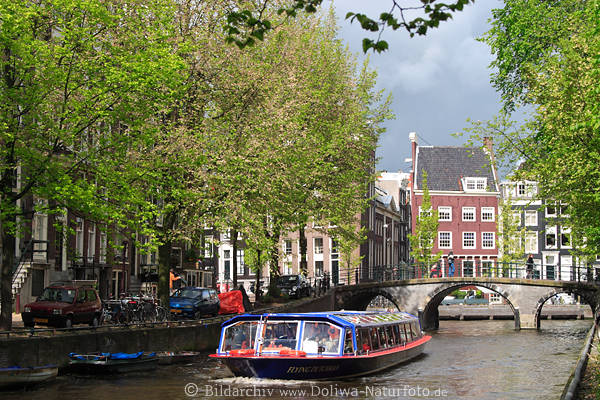 Amsterdam Gracht Frhling Landschaft Brcke Schiff Altstadt Huser