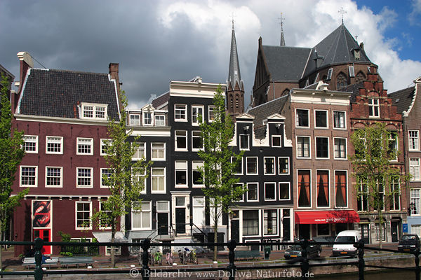 Amsterdam City Huser Architektur bunte Farben Kirche Frhling Idylle