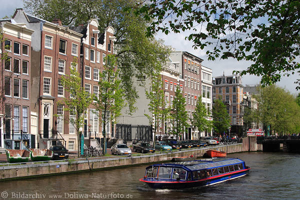 Amsterdam Herengracht Schiff WasserLandschaft Frhling-Reise