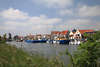 Zierikzee Hafen Bild Wasser Grünufer Landschaft Windmühle Blick Schiffe Häuser