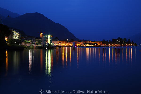 Menaggio Nachtlicher Como-See Nachtpanorama in Blauwasser