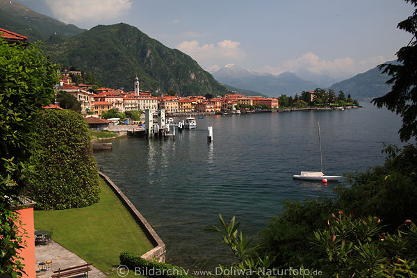 Menaggio Bucht-Panorama Como-See Wasser Berge Stadthuser