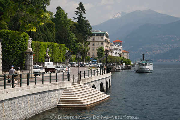 Tremezzo Como-See Uferstrasse Promenade Huser Wasser Schiff Alpenblick