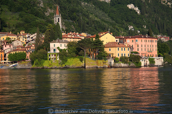 Varenna Altstadt am ComoSee Wasserufer Kirche Huser unterm Berg