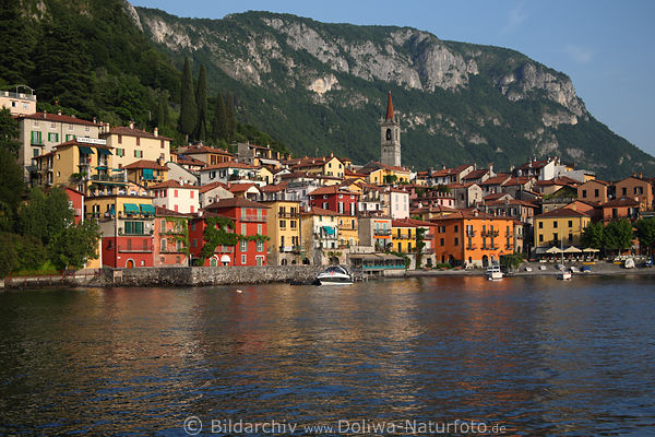 Varenna Como See Stadtpanorama Italien Lario Landschaft Südsonne Urlaub Reiseort